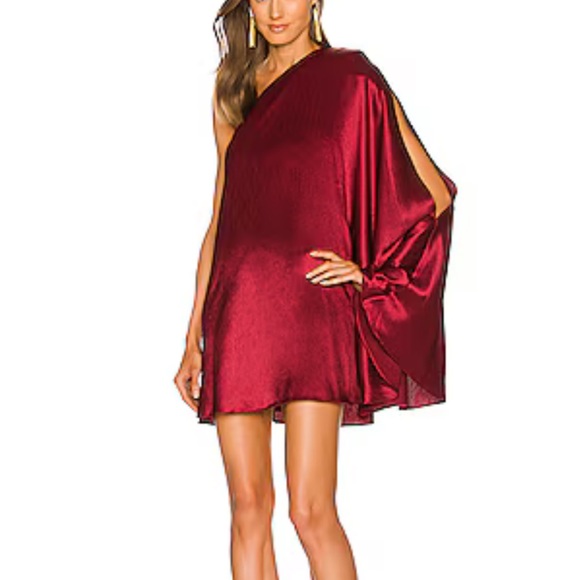 Michael Costello x Revolve Burgundy one shoulder dress in size small - Picture 2 of 3